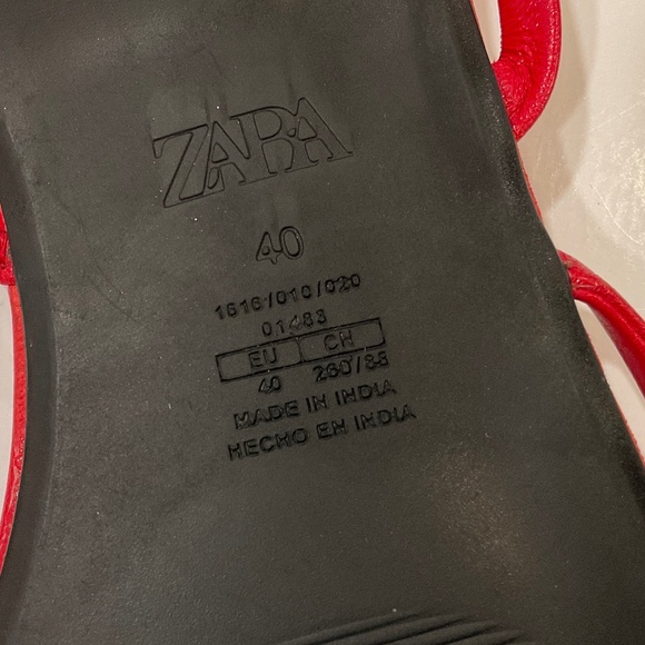 ZARA Red Triple Strap Flat Sandal Size 9 EU 40 - Picture 5 of 5